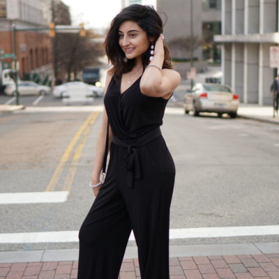 Black Jumpsuit: Holiday Outfit-Fall Outfit- Petite Sizes